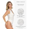 imagePopilush Lace Body Suits Women  Tank Top Thong Shapewear Tummy Control Going Out Tops Deep V Neck BodySuitWhite