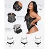 imagePopilush Lace Body Suits Women  Tummy Control V Neck Bodysuit with Side Zipper Going Out Corset Tops for Women Trendy 2025Black