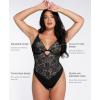 imagePopilush Lace Body Suits Women  Tummy Control V Neck Bodysuit with Side Zipper Going Out Corset Tops for Women Trendy 2025Black
