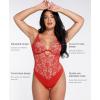 imagePopilush Lace Body Suits Women  Tummy Control V Neck Bodysuit with Side Zipper Going Out Corset Tops for Women Trendy 2025Red