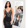 imagePopilush Lace Body Suits Women Tummy Control Shapewear Bodysuit Deep V Neck Backless Corset Tops Thong Body ShaperBlack