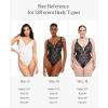 imagePopilush Lace Body Suits Women Tummy Control Shapewear Bodysuit Deep V Neck Backless Corset Tops Thong Body ShaperBlack