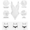 imagePopilush Lace Body Suits Women Tummy Control Shapewear Bodysuit Deep V Neck Backless Corset Tops Thong Body ShaperWhite