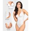imagePopilush Lace Body Suits Women Tummy Control Shapewear Bodysuit Deep V Neck Backless Corset Tops Thong Body ShaperWhite