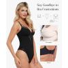 imagePopilush Lace Bodysuits for Women  V Neck Tummy Control Shapewear with Underwire Bra Side Zipper  Club OutfitsBlack