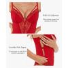 imagePopilush Lace Bodysuits for Women  V Neck Tummy Control Shapewear with Underwire Bra Side Zipper  Club OutfitsRed