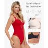 imagePopilush Lace Bodysuits for Women  V Neck Tummy Control Shapewear with Underwire Bra Side Zipper  Club OutfitsRed