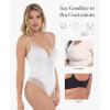 imagePopilush Lace Bodysuits for Women  V Neck Tummy Control Shapewear with Underwire Bra Side Zipper  Club OutfitsWhite