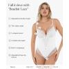 imagePopilush Lace Bodysuits for Women  V Neck Tummy Control Shapewear with Underwire Bra Side Zipper  Club OutfitsWhite