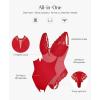 imagePopilush Lace Bodysuits for Women Tummy Control Body Suits Deep V Neck Thong Shapewear Going Out Corset TopsRed
