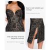 imagePopilush Lace Cocktail Dresses for Women  Formal Party Corset Shapewear Dress Deep V Neck Midi Dress with Side SlitBlack