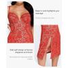 imagePopilush Lace Cocktail Dresses for Women  Formal Party Corset Shapewear Dress Deep V Neck Midi Dress with Side SlitBurgundy