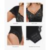 imagePopilush Lace Tops Body Suits for Womens Tummy Control Shapewear Bodysuit V Neck Party Date Night Outfit Body ShaperBlack