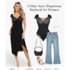 imagePopilush Lace Tops Body Suits for Womens Tummy Control Shapewear Bodysuit V Neck Party Date Night Outfit Body ShaperBlack