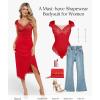 imagePopilush Lace Tops Body Suits for Womens Tummy Control Shapewear Bodysuit V Neck Party Date Night Outfit Body ShaperRed