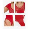 imagePopilush Lace Tops Body Suits for Womens Tummy Control Shapewear Bodysuit V Neck Party Date Night Outfit Body ShaperRed