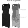 imagePopilush Mini Dresses for Women  UNeck Shapewear Tummy Control Bodycon Ruched Dress  Party Club Date Night OutBlack