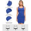imagePopilush Mini Dresses for Women  UNeck Shapewear Tummy Control Bodycon Ruched Dress  Party Club Date Night OutBlue