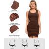 imagePopilush Mini Dresses for Women  UNeck Shapewear Tummy Control Bodycon Ruched Dress  Party Club Date Night OutBrown