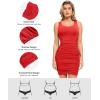 imagePopilush Mini Dresses for Women  UNeck Shapewear Tummy Control Bodycon Ruched Dress  Party Club Date Night OutRed