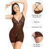 imagePopilush Shapewear Bodysuit Tummy Control  Deep V Neck Sleeveless Lace Corset Shapewear Tops Body ShaperBrown