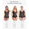 imagePopilush Shapewear Bodysuit V Neck Tummy Control Backless Lace Tank Tops Sleeveless Thong BodysuitBlue