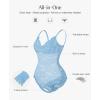 imagePopilush Shapewear Bodysuit V Neck Tummy Control Backless Lace Tank Tops Sleeveless Thong BodysuitBlue