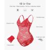 imagePopilush Shapewear Bodysuit V Neck Tummy Control Backless Lace Tank Tops Sleeveless Thong BodysuitRed