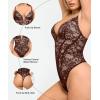 imagePopilush Shapewear Bodysuit for Women Deep V Neck Sleeveless Lace Corset Bodysuits Tummy Control Tank TopsBrown