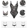 imagePopilush Shapewear Bodysuit for Women Deep V Neck Sleeveless Lace Corset Bodysuits Tummy Control Tank TopsDark Black