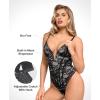 imagePopilush Shapewear Bodysuit for Women Deep V Neck Sleeveless Lace Corset Bodysuits Tummy Control Tank TopsDark Black