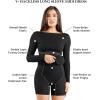 imagePopilush Shapewear Cocktail Dress Backless Shaper Dress with Built in Shapewear Long Sleeve Cocktail Dresses for WomenBlack
