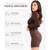 imagePopilush Shapewear Cocktail Dress Backless Shaper Dress with Built in Shapewear Long Sleeve Cocktail Dresses for WomenBrown