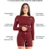 imagePopilush Shapewear Cocktail Dress Backless Shaper Dress with Built in Shapewear Long Sleeve Cocktail Dresses for WomenWine Red