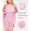 imagePopilush Shapewear Dress Built in Bra Halter Neck Sleeveless Backless ALine Wedding Guest Midi Dresses for WomenPink