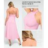 imagePopilush Shapewear Dress Built in Bra Halter Neck Sleeveless Backless ALine Wedding Guest Midi Dresses for WomenPink