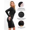 imagePopilush Shapewear Dress Casual Crew Neck Midi Dress Back Zipper Bodycon DressBlack