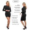 imagePopilush Shapewear Dress Casual Crew Neck Midi Dress Back Zipper Bodycon DressBlack