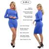 imagePopilush Shapewear Dress Casual Crew Neck Midi Dress Back Zipper Bodycon DressBlue