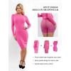 imagePopilush Shapewear Dress Casual Crew Neck Midi Dress Back Zipper Bodycon DressPink
