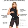 imagePopilush Shapewear Dress Ruched Dresses for Women Shaper Dresses Business Casual Dress Womens Midi Pencil DressBlack