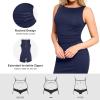 imagePopilush Shapewear Dress Ruched Dresses for Women Shaper Dresses Business Casual Dress Womens Midi Pencil DressBlue