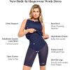 imagePopilush Shapewear Dress Ruched Dresses for Women Shaper Dresses Business Casual Dress Womens Midi Pencil DressBlue