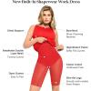imagePopilush Shapewear Dress Ruched Dresses for Women Shaper Dresses Business Casual Dress Womens Midi Pencil DressRed