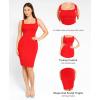 imagePopilush Shapewear Dress Workwear Built in Shapewear Dress Square Neck Sleeveless Dress 3D HIPS OfferRed