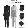 imagePopilush Shapewear Jumpsuit with Built in Shapewear Long Sleeve Sport Jumpsuits Turtleneck ZipperBlack Long Sleeve Zipper Jumpsuit