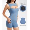 imagePopilush Shapewear Romper Seamless Workout Yoga Jumpsuit for Women Built in Bra Backless Athletic Romper Short 2024Blue