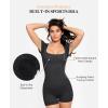 imagePopilush Shapewear Rompers for Women Short Sleeve Bodycon Jumpsuit Stretchy Square Neck Seamless PlaysuitBlack
