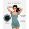 imagePopilush Shapewear Rompers for Women Short Sleeve Bodycon Jumpsuit Stretchy Square Neck Seamless PlaysuitGreen