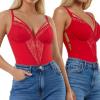 imagePopilush Lace Bodysuits for Women  V Neck Tummy Control Shapewear with Underwire Bra Side Zipper  Club OutfitsRed